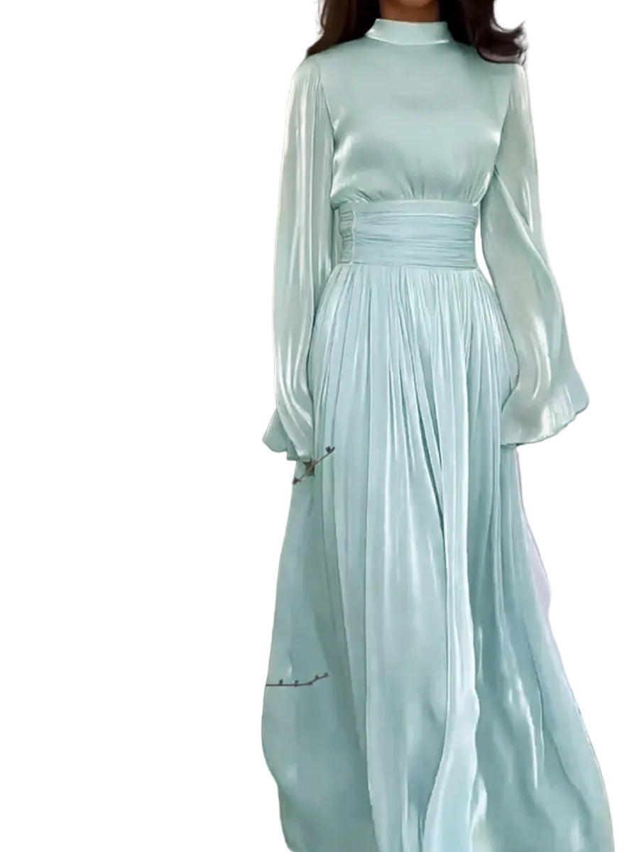 Robe maxi élégante à col montant pour femme