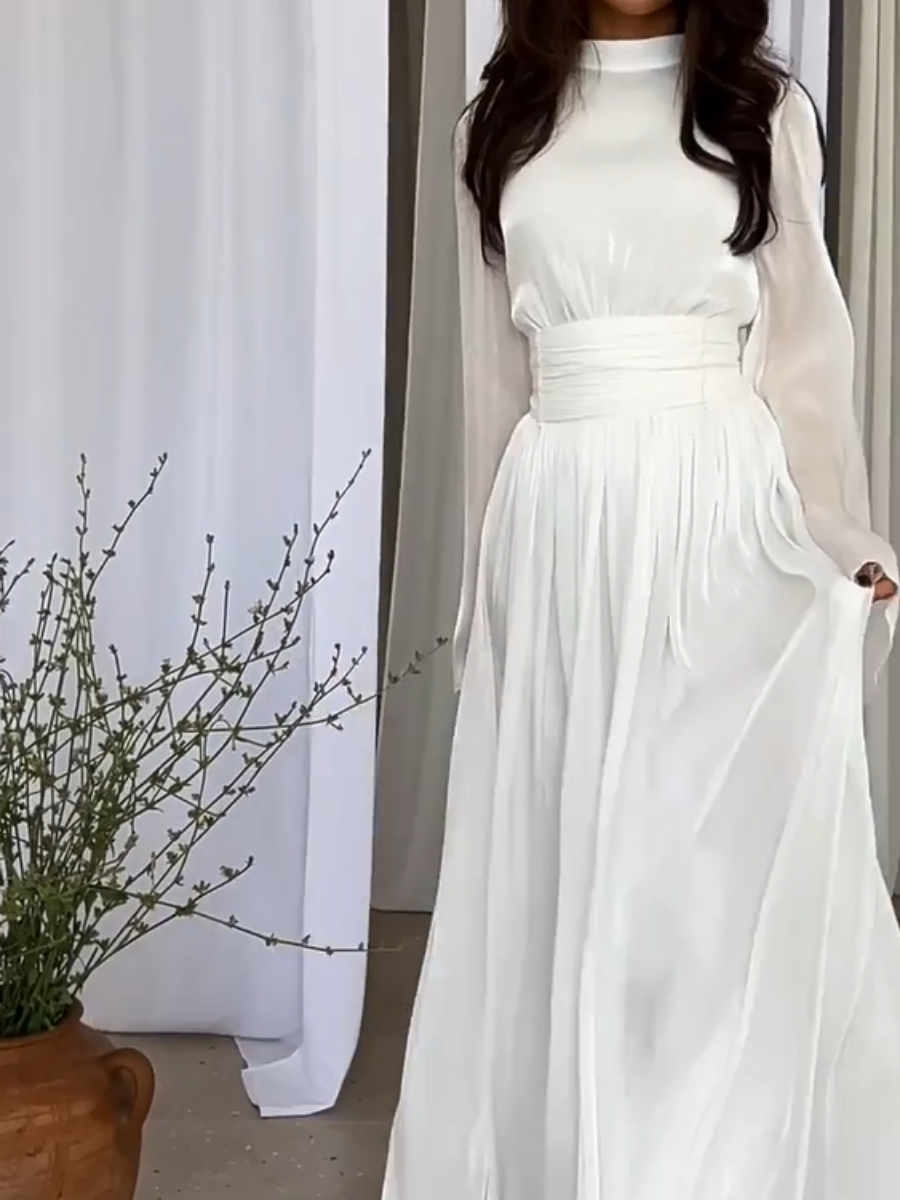 Robe maxi élégante à col montant pour femme
