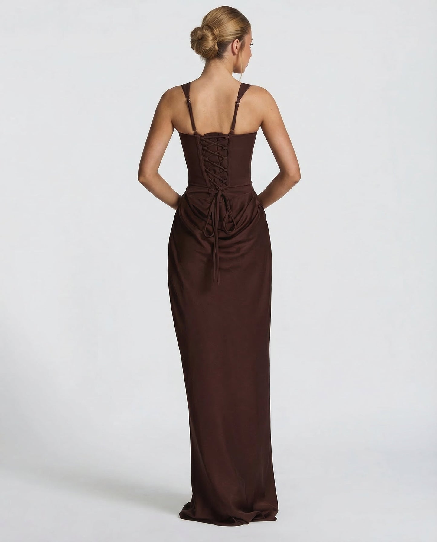 Robe maxi élégante style corset à encolure carrée