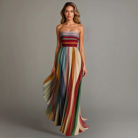 Robe maxi évasée bustier pour femme