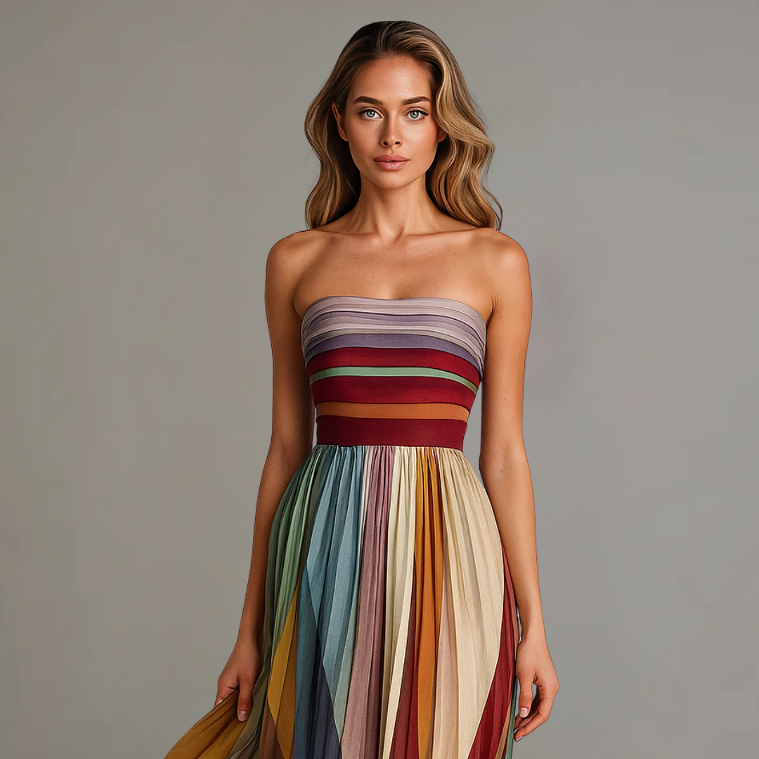 Robe maxi évasée bustier pour femme