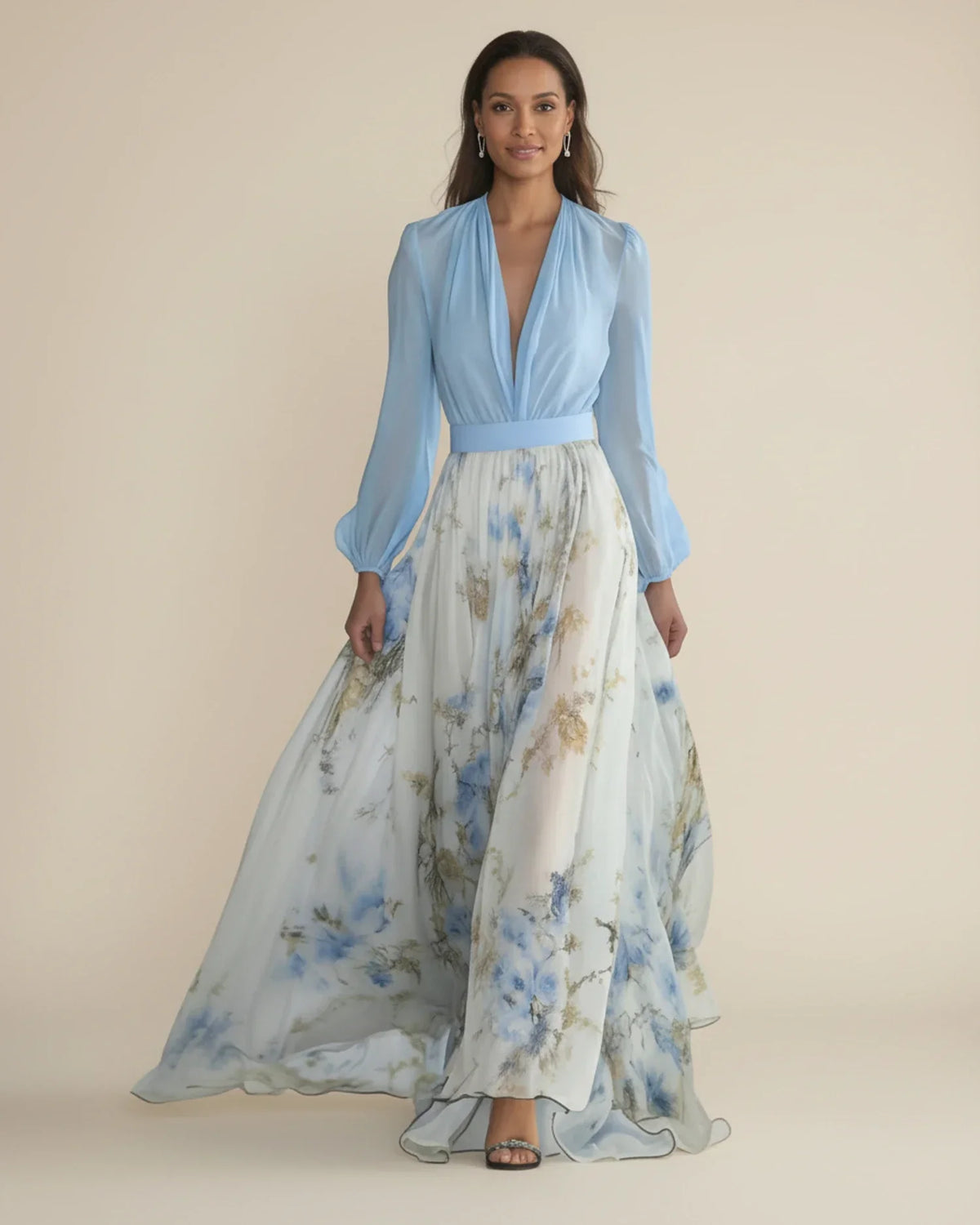 Robe maxi floral en A