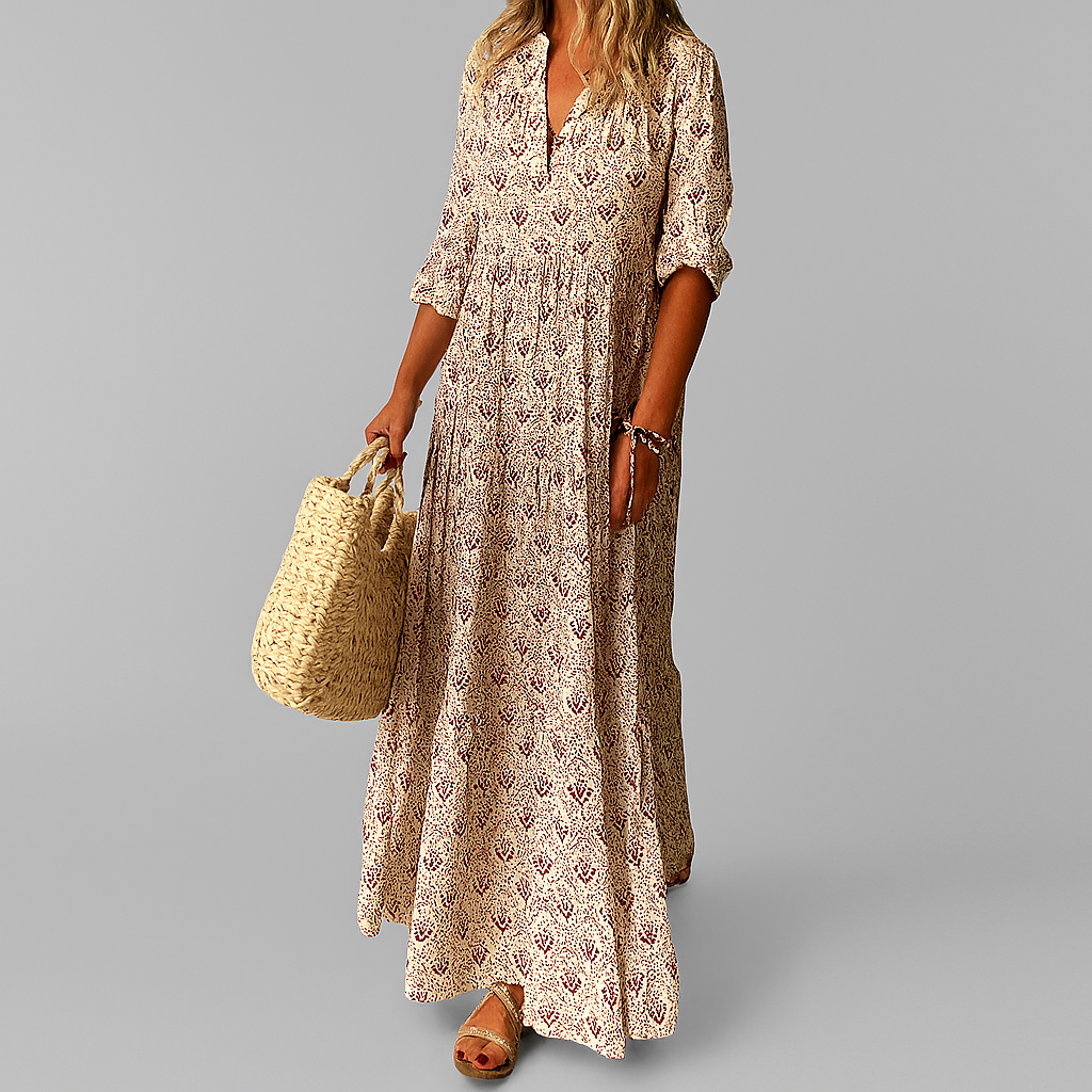 Robe maxi légère en coton avec imprimé vintage
