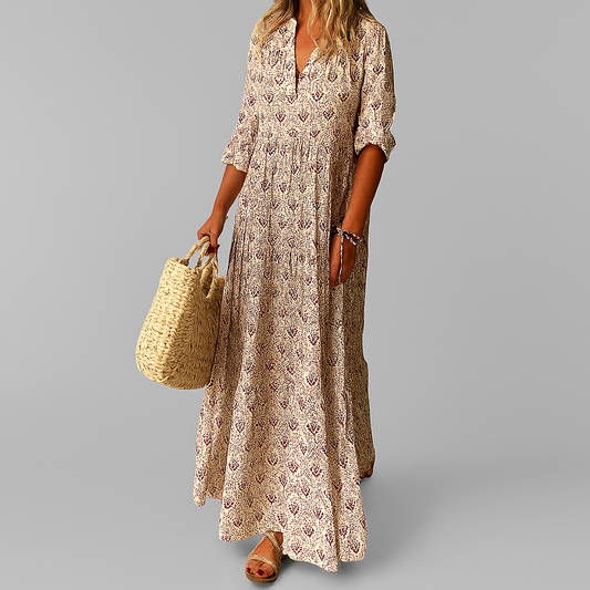 Robe maxi légère en coton avec imprimé vintage