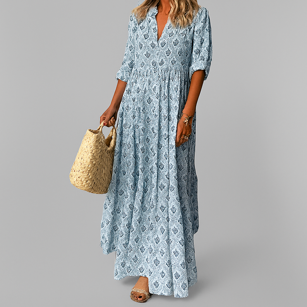 Robe maxi légère en coton avec imprimé vintage