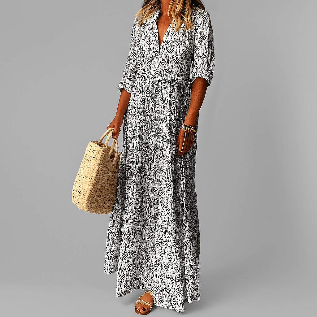 Robe maxi légère en coton avec imprimé vintage