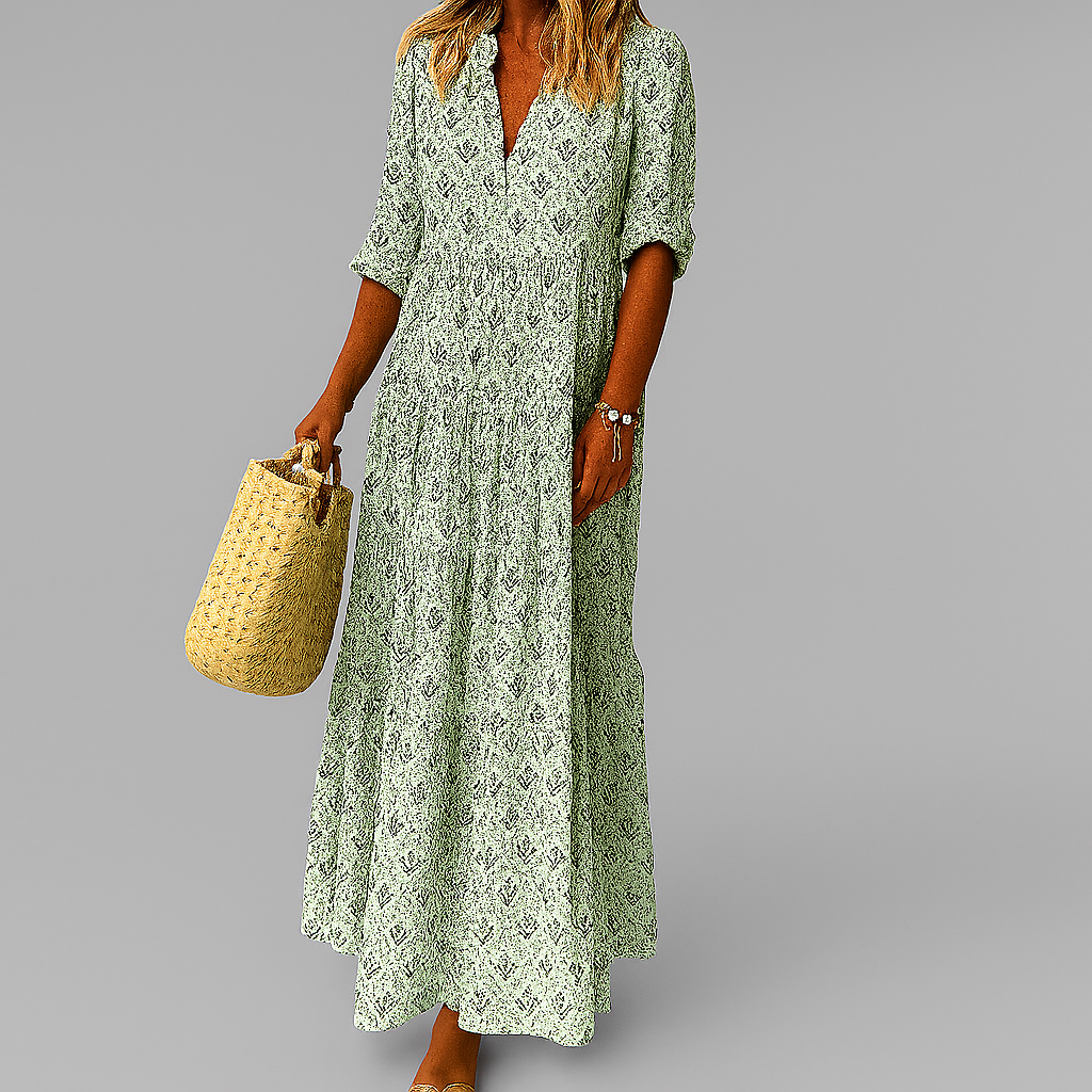 Robe maxi légère en coton avec imprimé vintage
