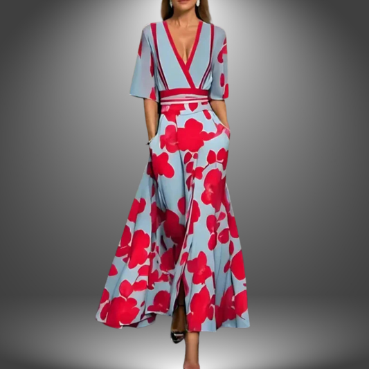 Robe maxi portefeuille à motif floral pour femme