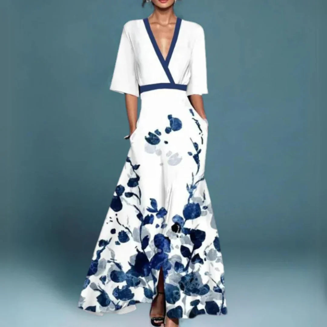 Robe maxi portefeuille à motif floral pour femme