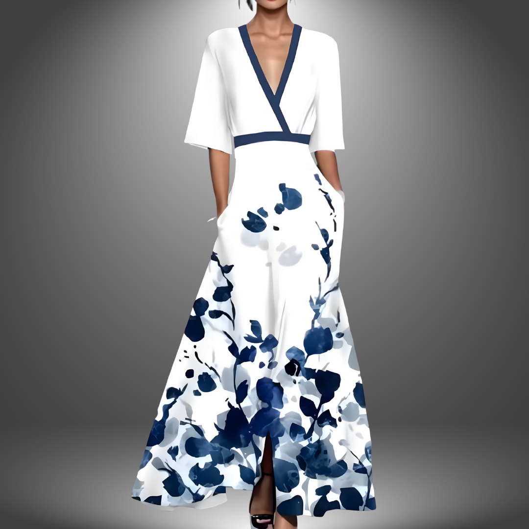 Robe maxi portefeuille à motif floral pour femme