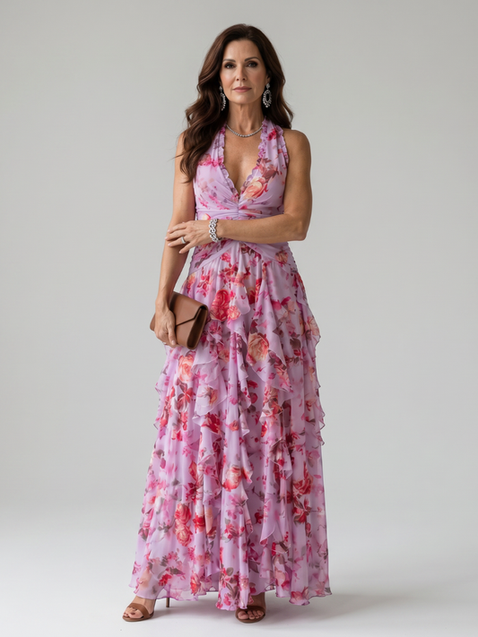 Robe maxi pour femme à col halter