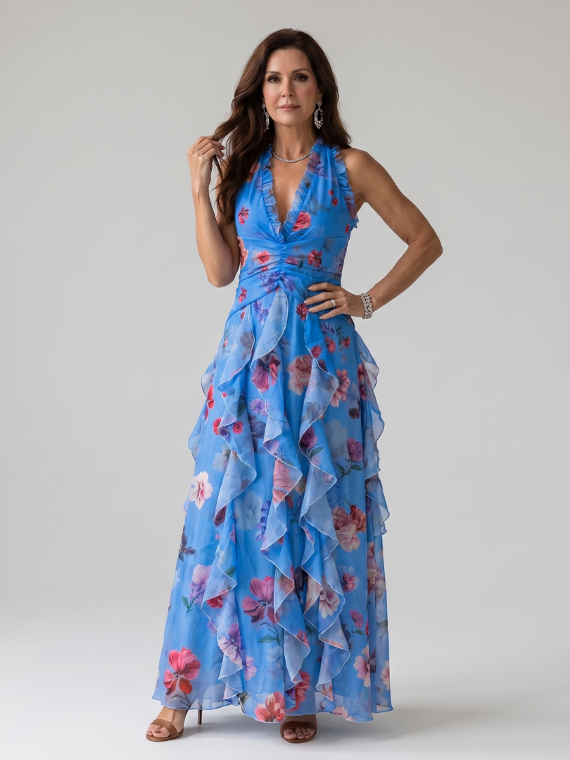 Robe maxi pour femme à col halter