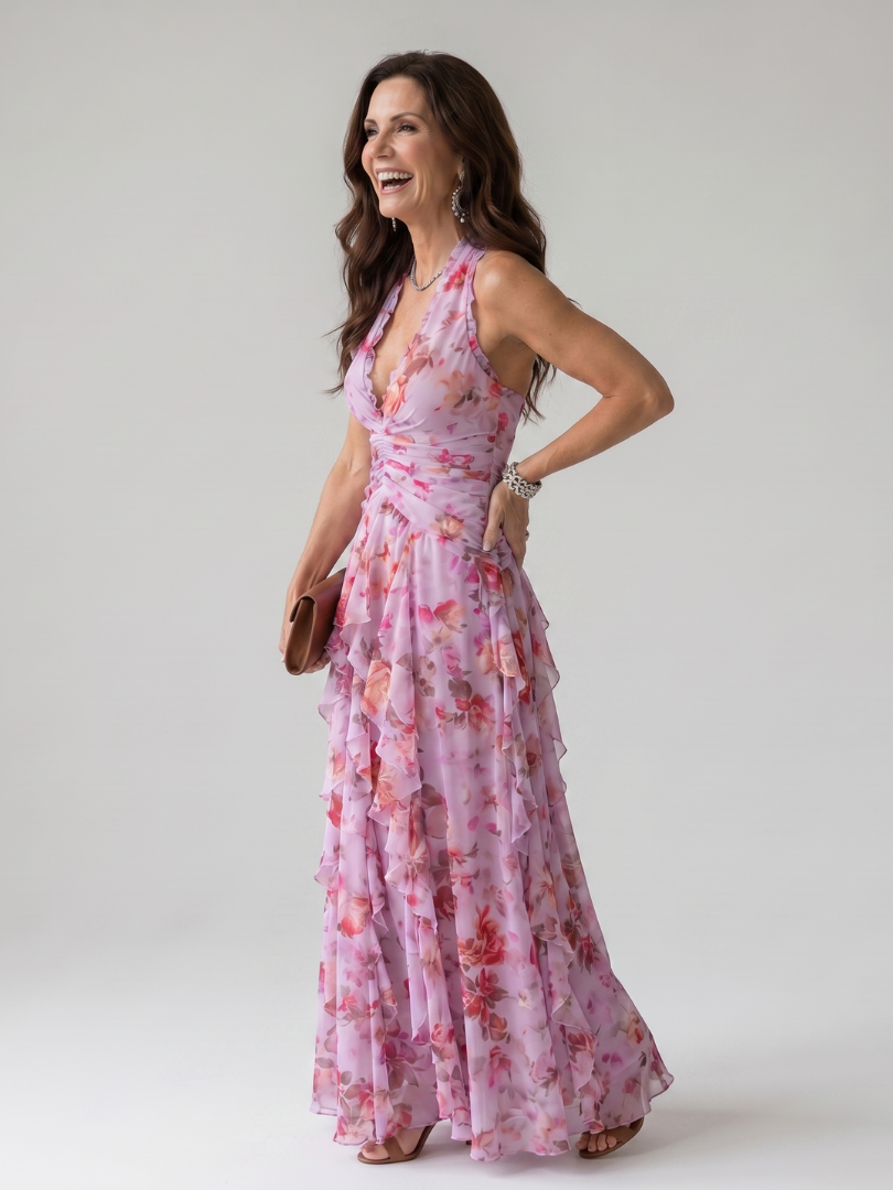 Robe maxi pour femme à col halter