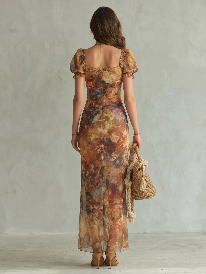 Robe maxi pour femme avec décolleté en cœur