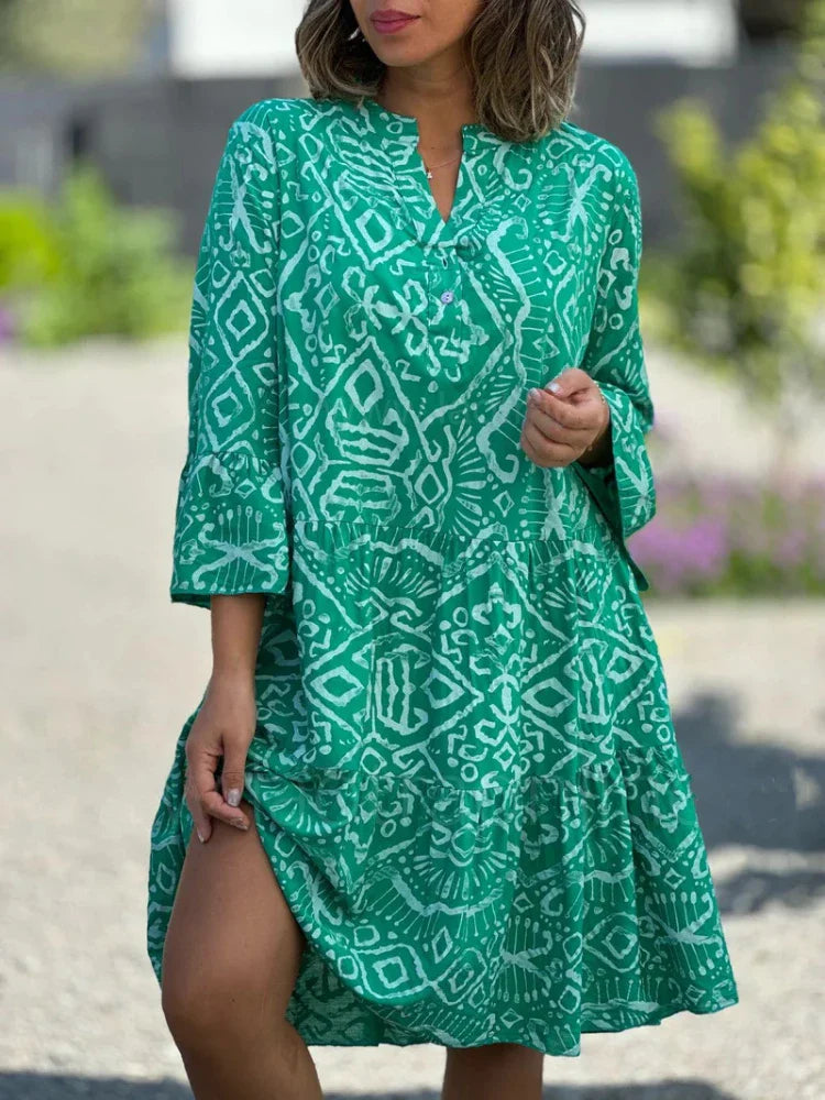 Robe midi brodée à imprimé pour femme