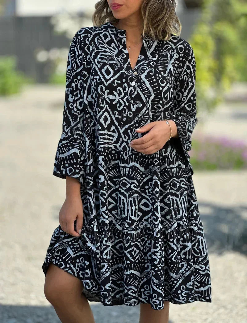 Robe midi brodée à imprimé pour femme