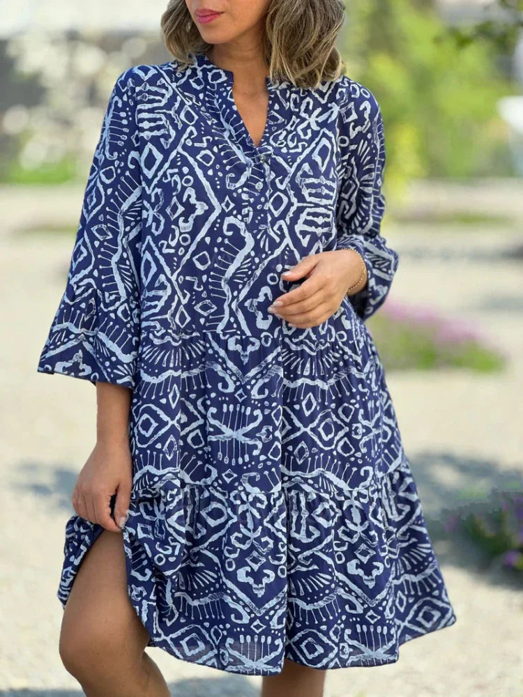 Robe midi brodée à imprimé pour femme