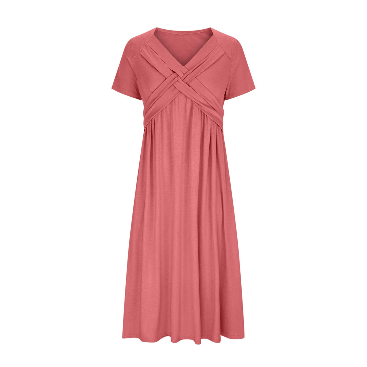 Robe midi coupe en A à col en V pour femme