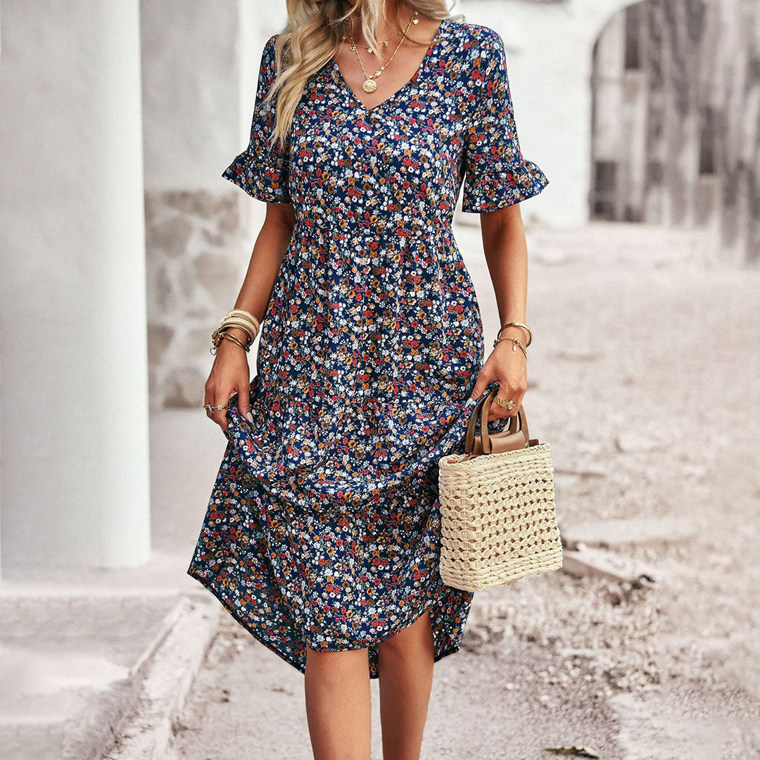 Robe midi d'été à fleurs pour femme