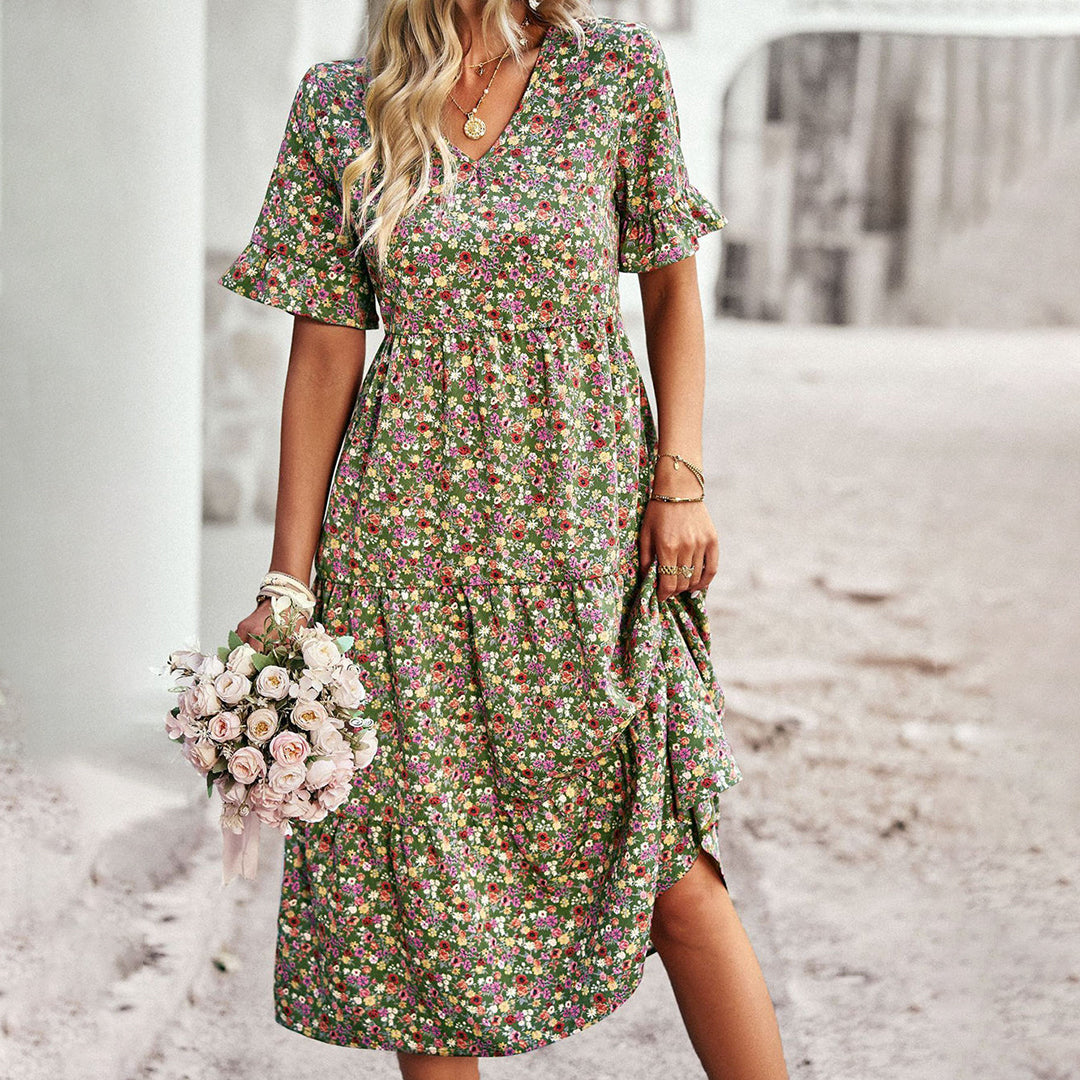 Robe midi d'été à fleurs pour femme