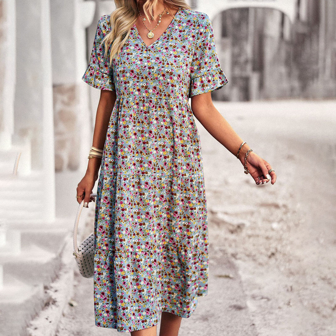 Robe midi d'été à fleurs pour femme