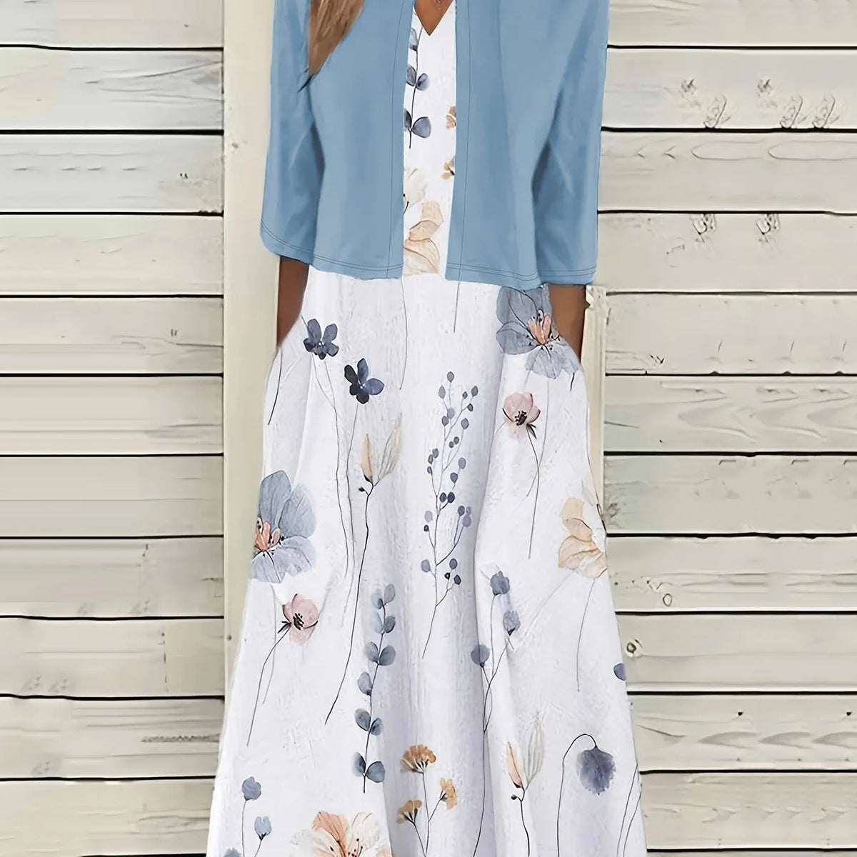Robe midi deux pièces à motif floral