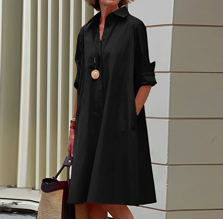 Robe midi évasée à boutons pour femme