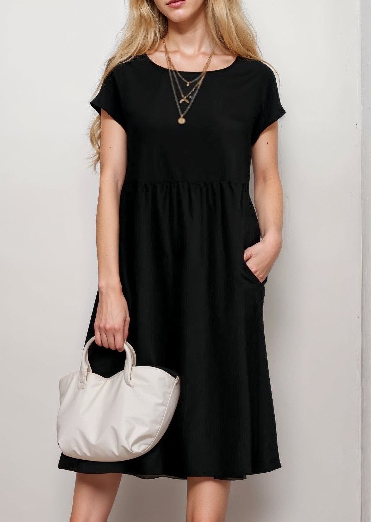 Robe midi évasée à manches courtes pour femme