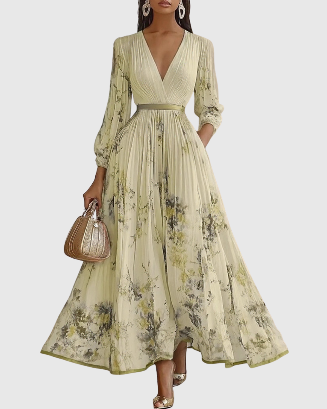 Robe midi évasée sans manches pour femme