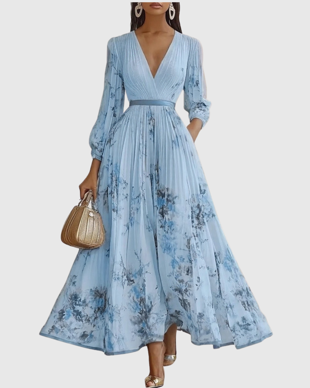 Robe midi évasée sans manches pour femme
