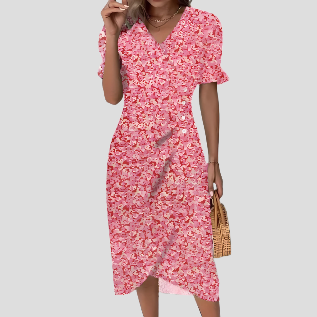 Robe midi pour femme à motif botanique