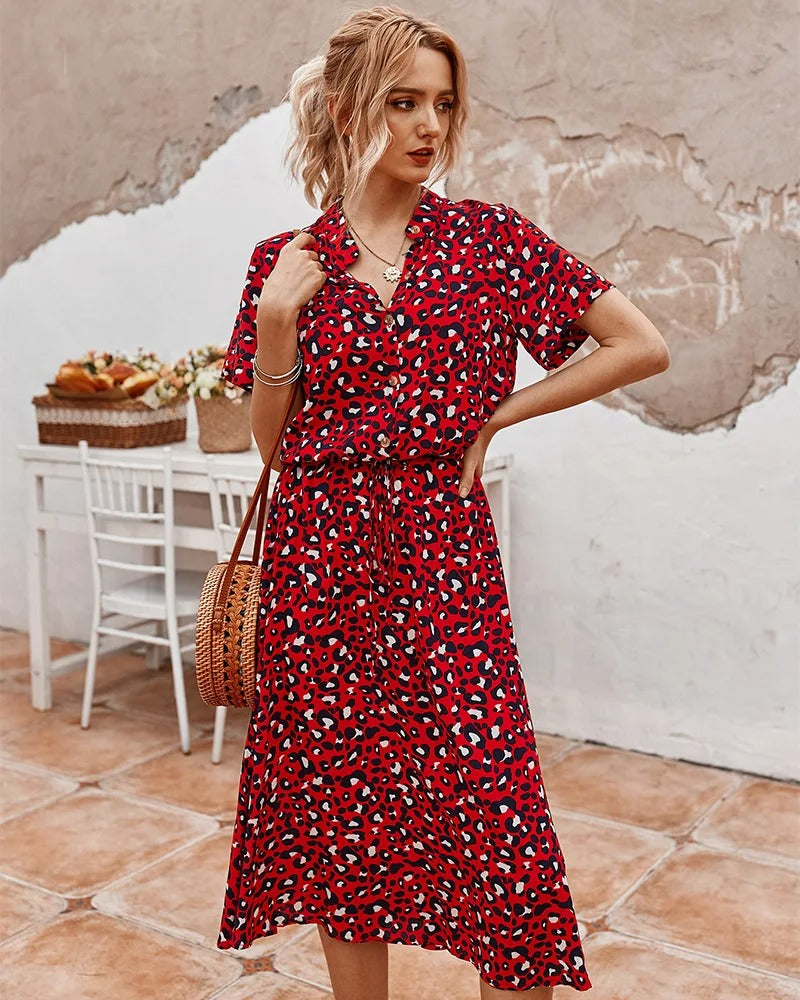 Robe midi pour femme à motif pois
