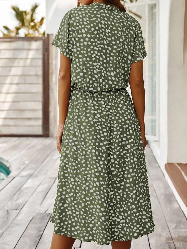Robe midi pour femme à motif pois