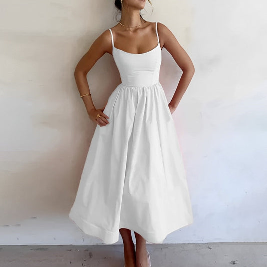 Robe midi sans manches coupe A pour femme