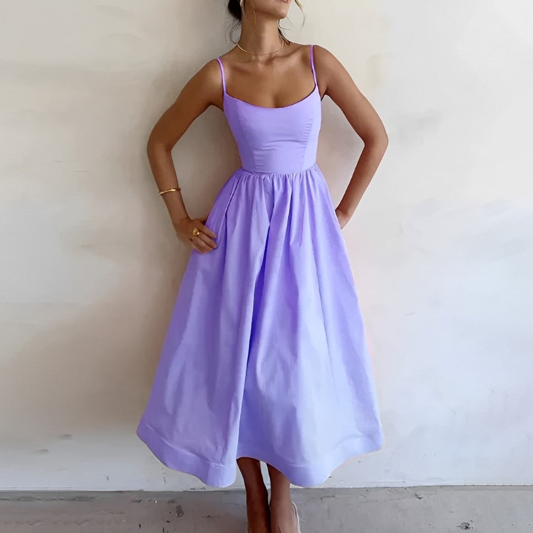 Robe midi sans manches coupe A pour femme