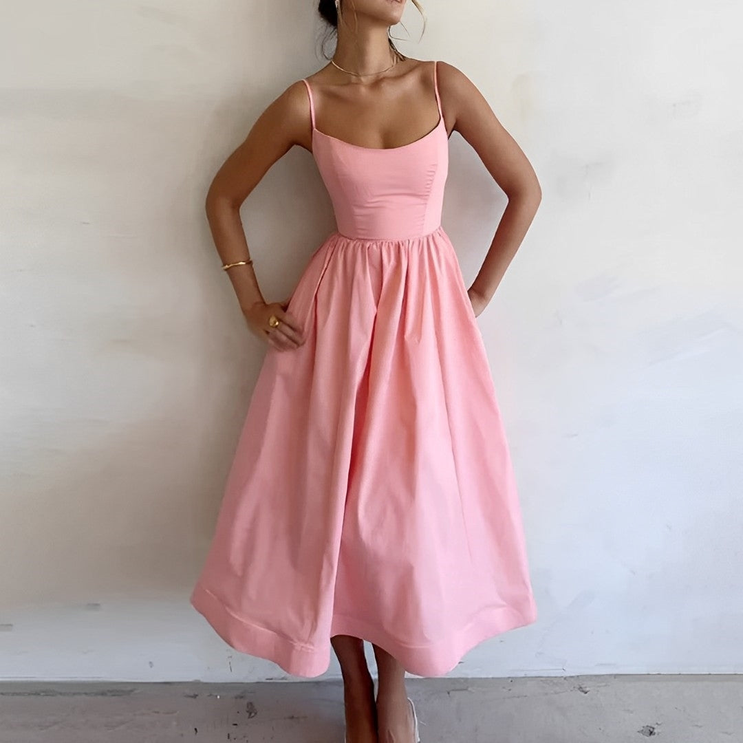 Robe midi sans manches coupe A pour femme