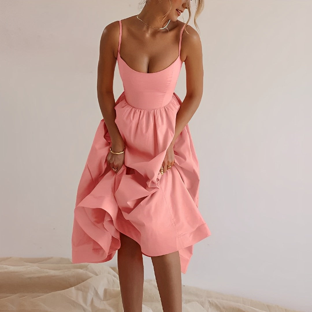 Robe midi sans manches coupe A pour femme