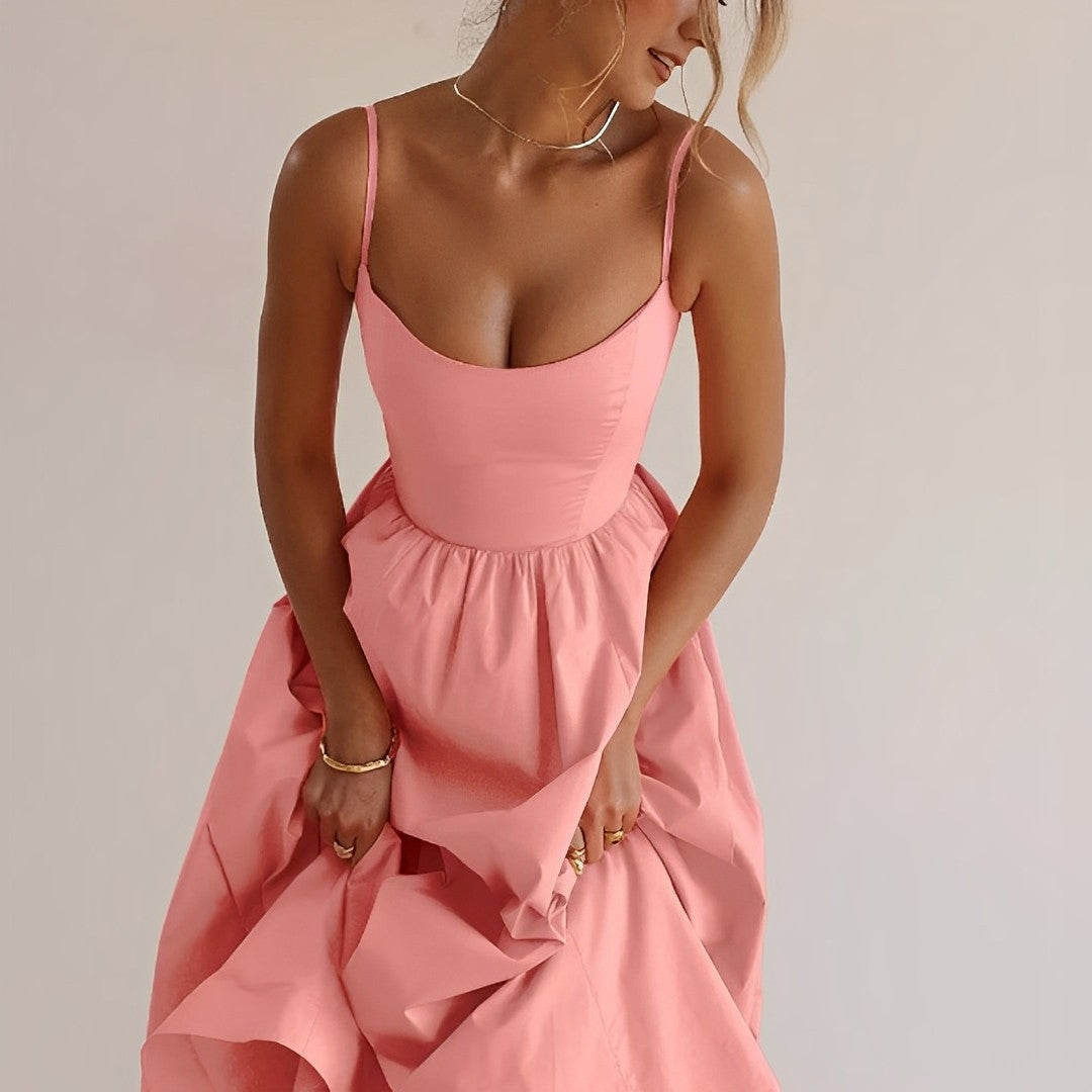 Robe midi sans manches coupe A pour femme
