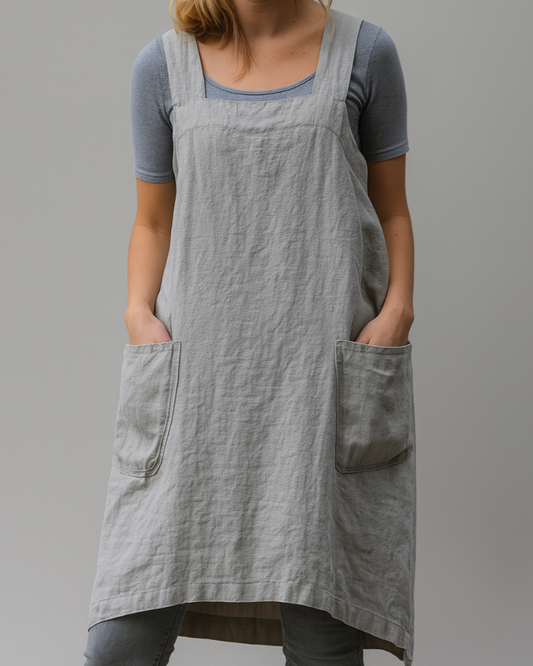 Robe midi sans manches coupe tablier femme