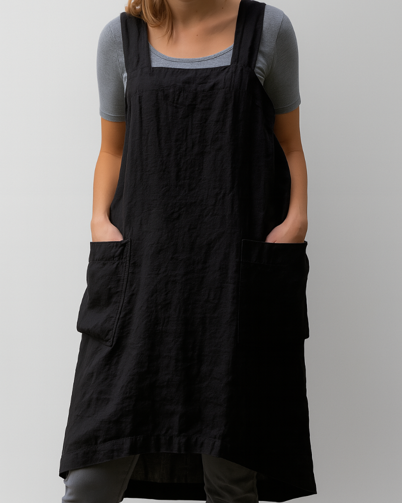Robe midi sans manches coupe tablier femme