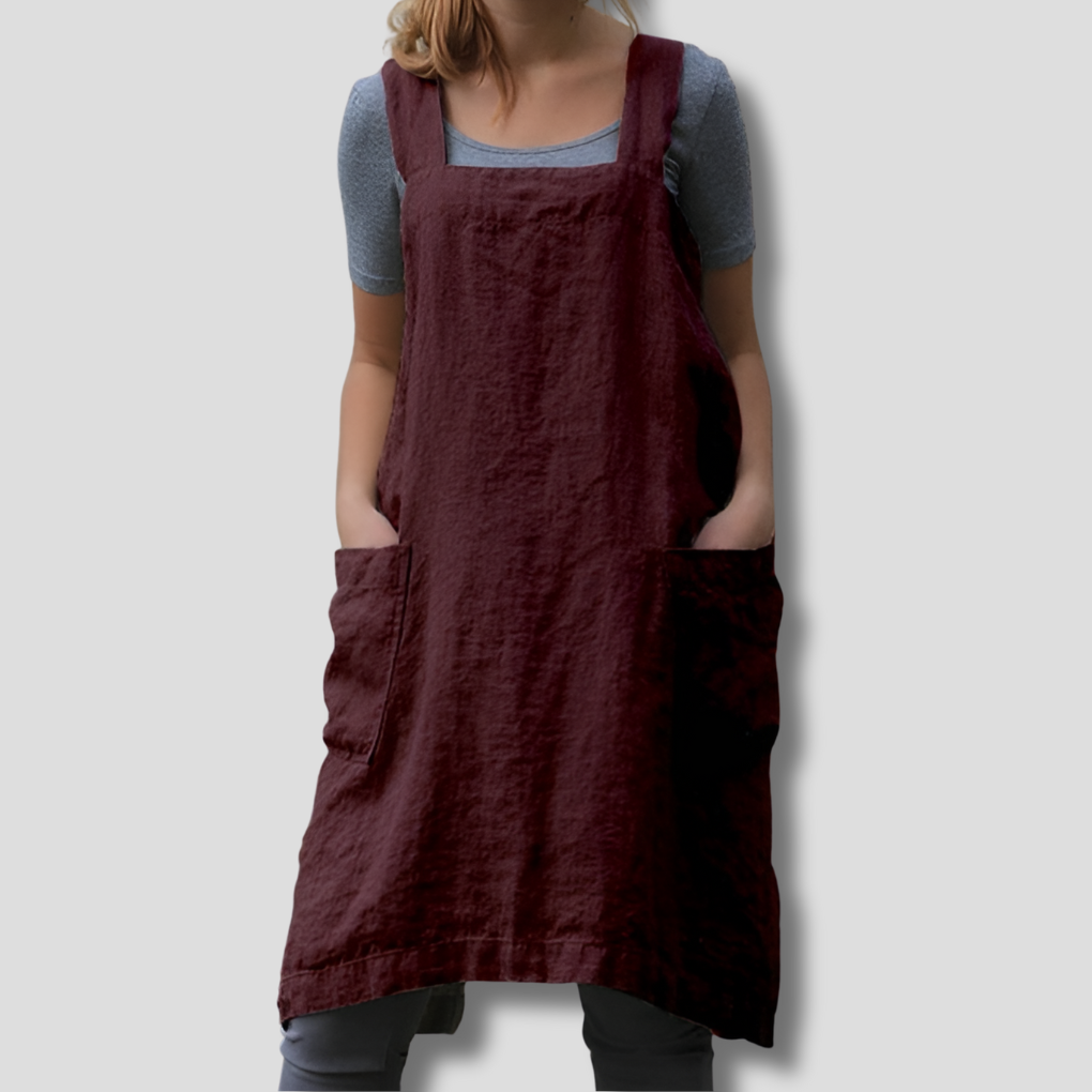 Robe midi sans manches coupe tablier femme