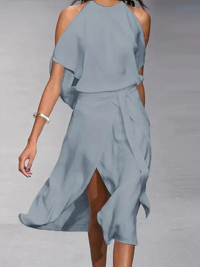 Robe midi sans manches portefeuille