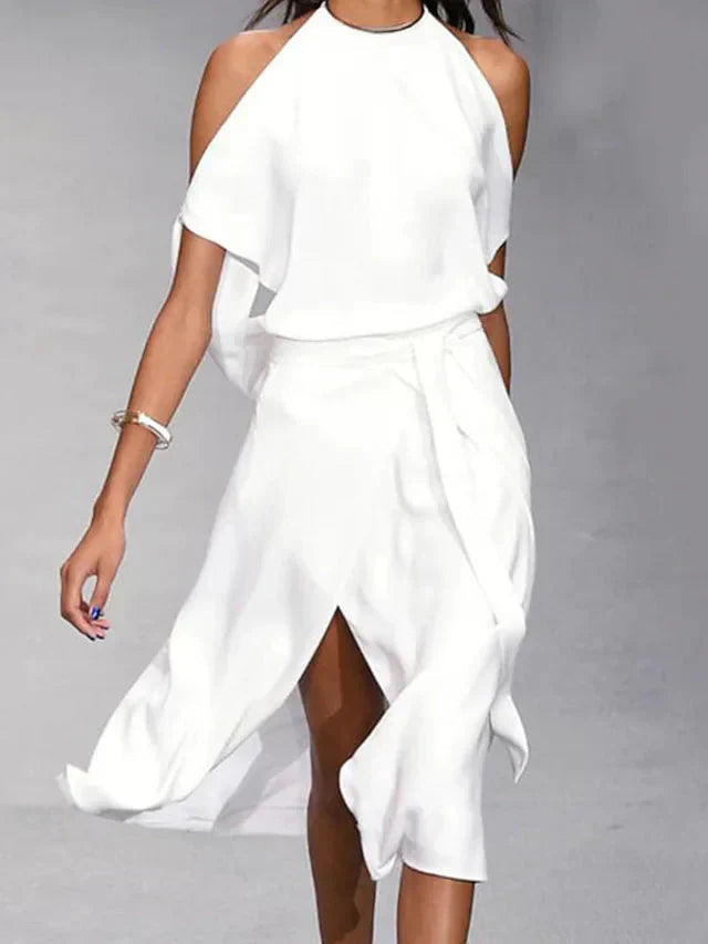 Robe midi sans manches portefeuille