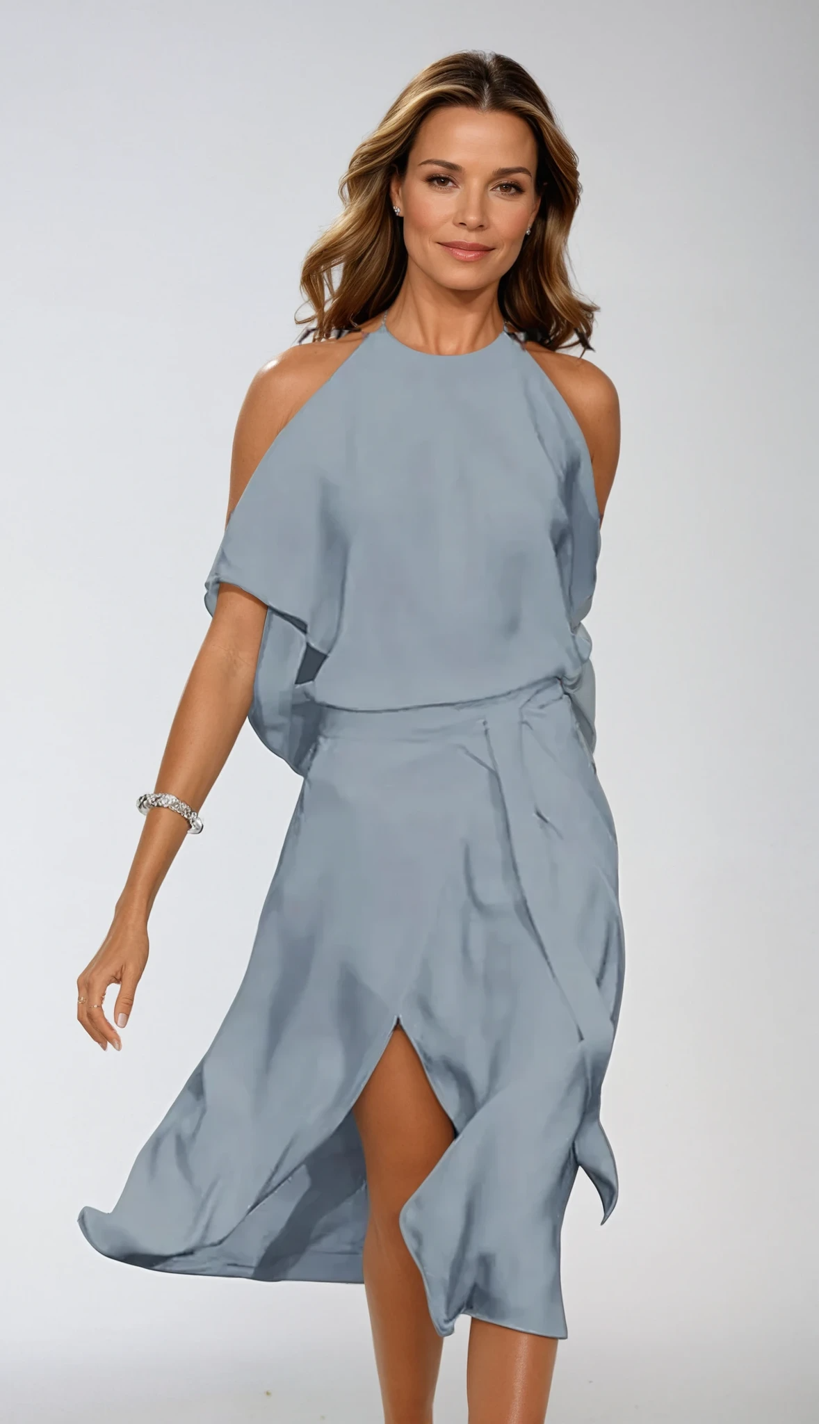 Robe midi slip sans manches avec encolure américaine pour femme