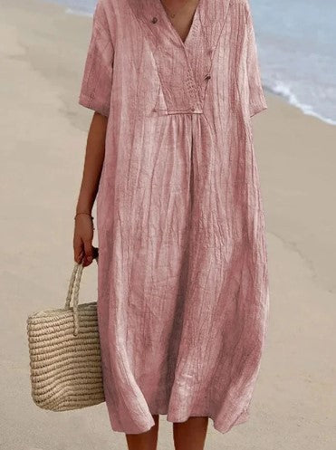 Robe midi trapèze col V femme
