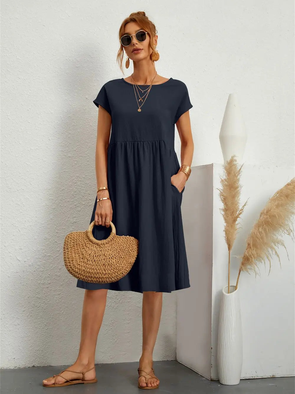 Robe midi trapèze pour femme