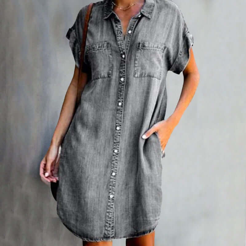 Robe mini en jean boutonnée pour femme