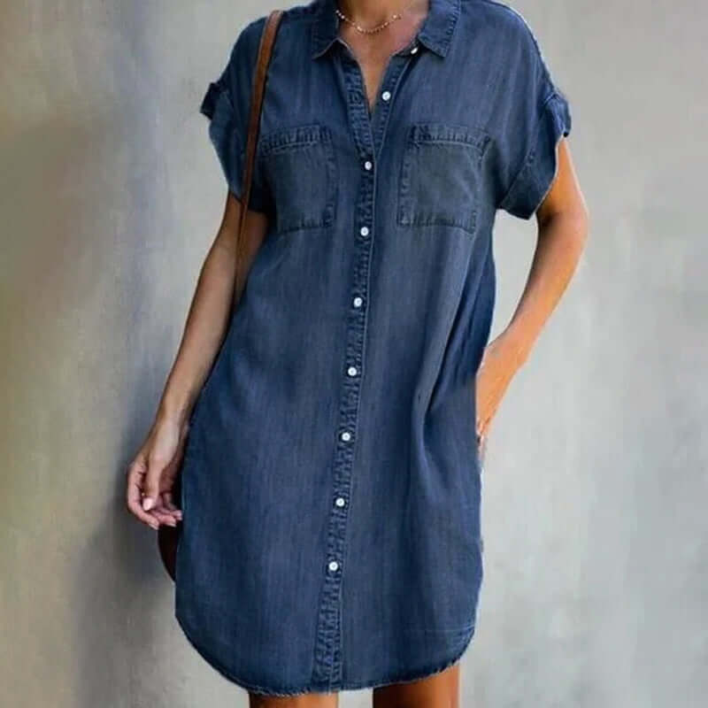 Robe mini en jean boutonnée pour femme