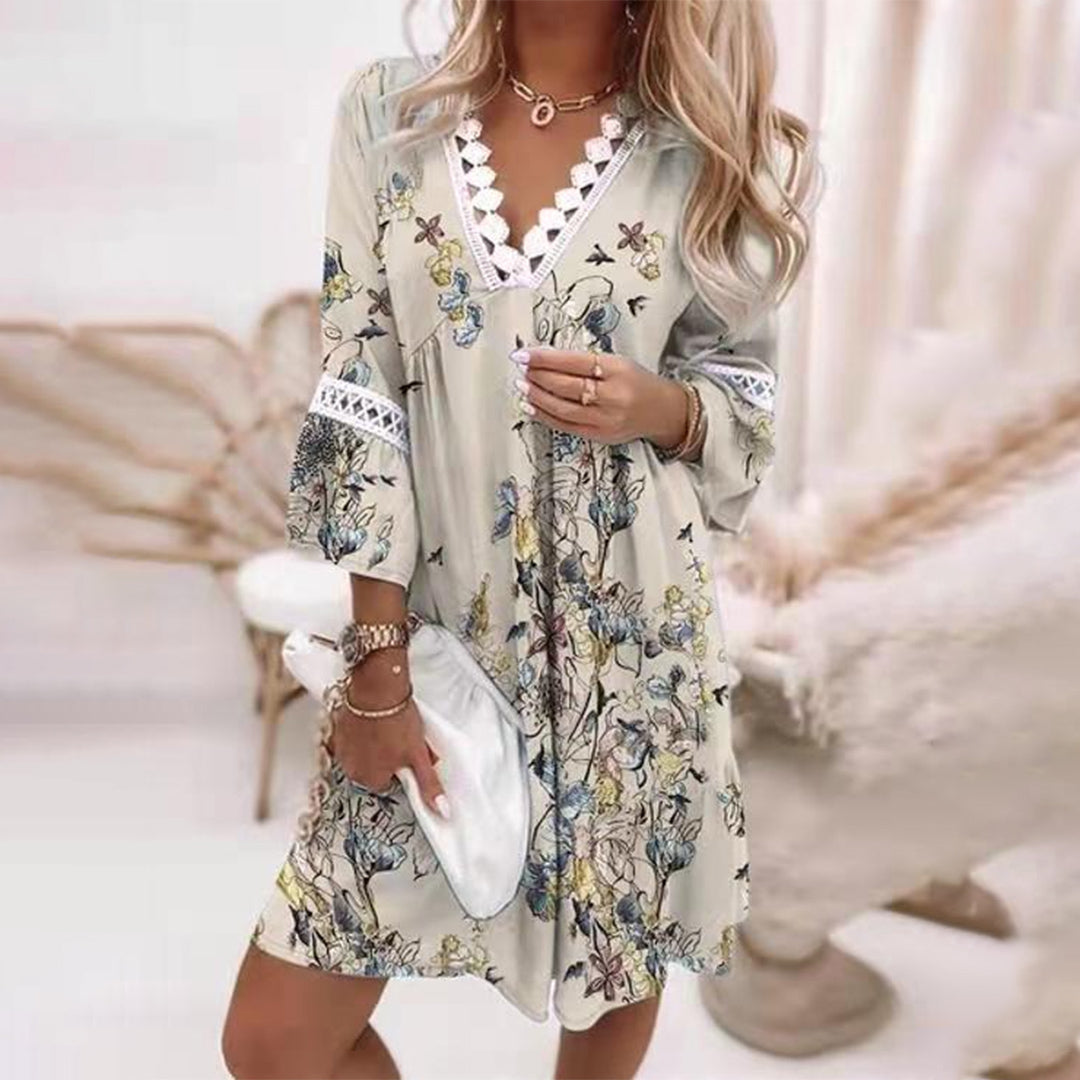 Robe mini évasée à col en V pour femme