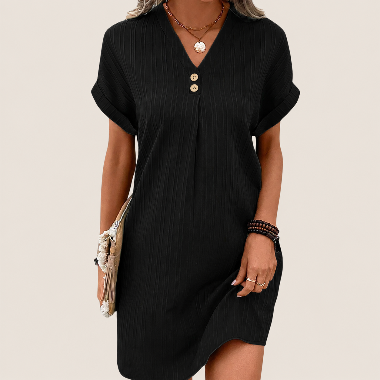 Robe mini pour femme avec col en V